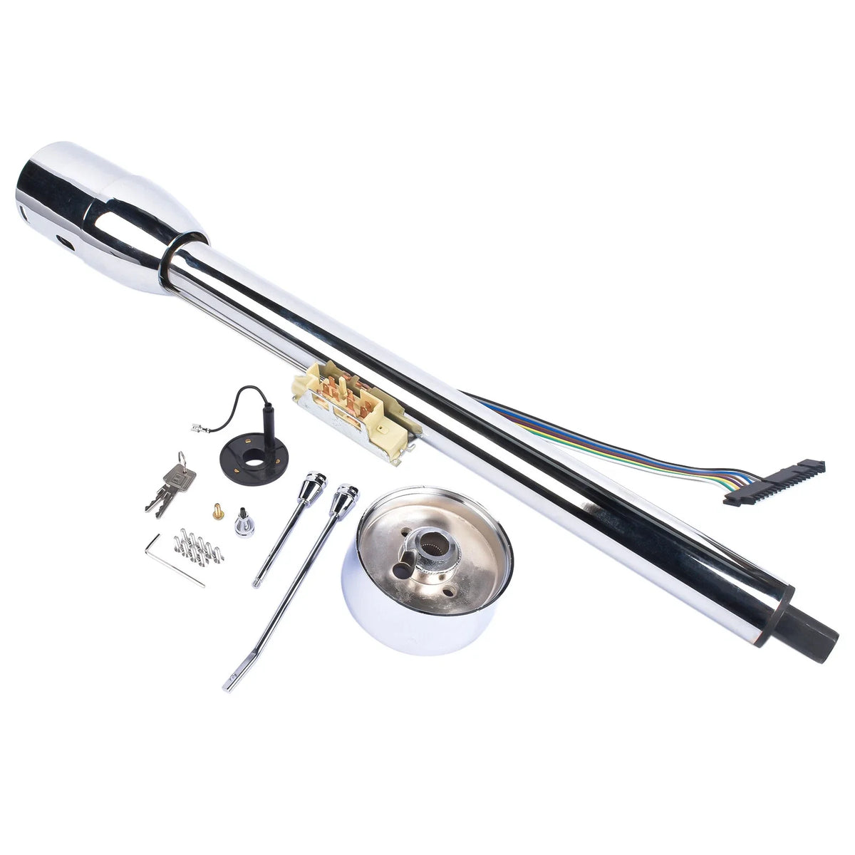 Chrome Tilt Manual Steering Column with 9 Bolt Wheel Adapter for GM (32")