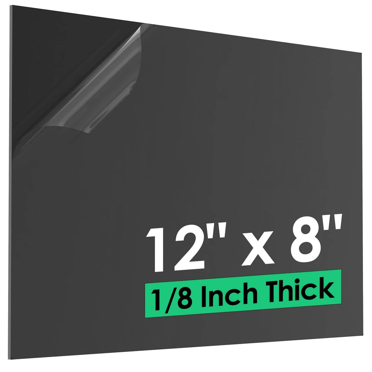 1/8 Inch Thick ABS Plastic Sheet for Various Applications (12" x 8", Black)