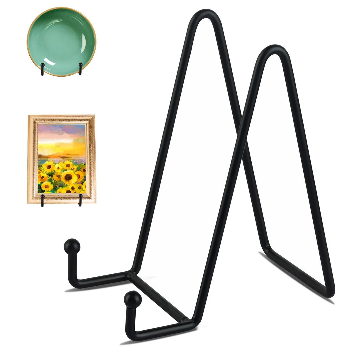 3 Pack 6 Inch Black Metal Display Stands for Picture Easel & Plate Holder