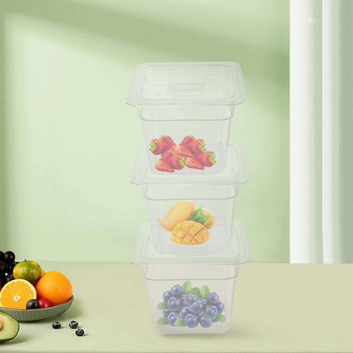 8 Pack 4" Deep Food Prep Storage Pans with Lid for Commercial Use