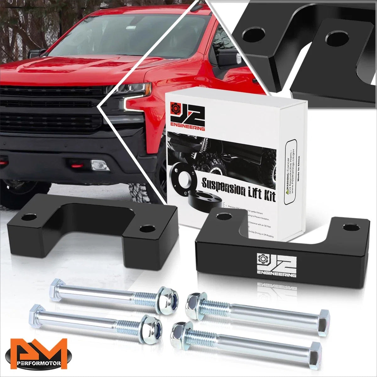 J2 2" Front Low Mount Lift Kit Spacers for Silverado/Sierra 1500 (2007–2022)