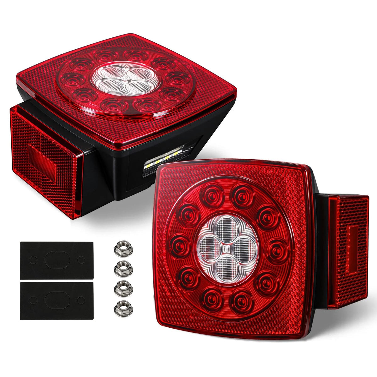 Set of 2 Submersible Square LED Trailer Lights for (12V)