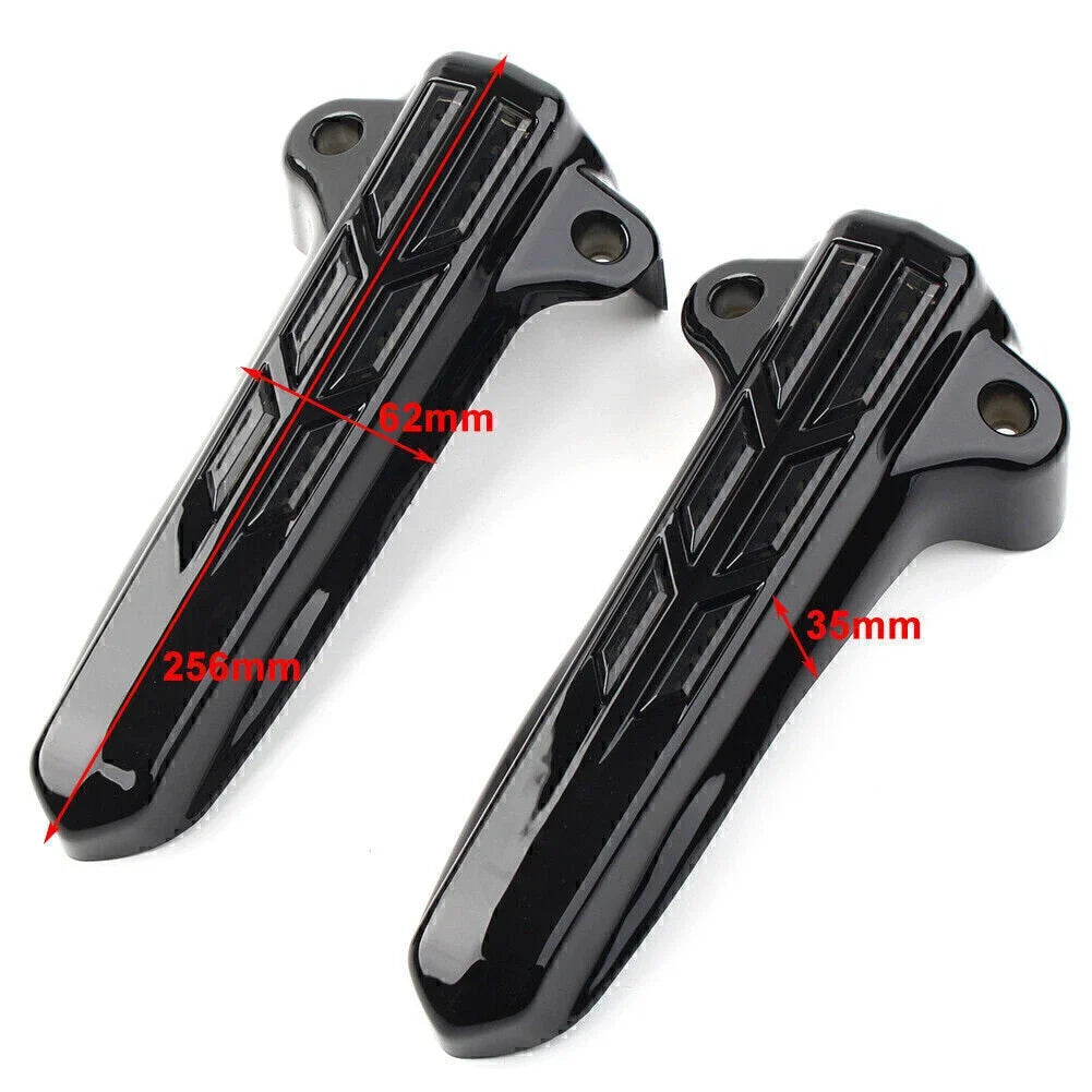 Front Lower Fork Leg Covers with LED Smoke Light for Harley FLHR FLHTK FLHX (2014–2020)