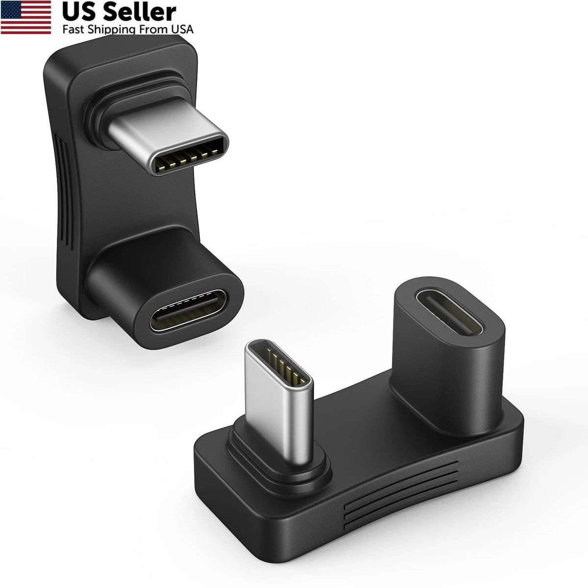 2X USB C Adapter for iPhone 16 15 Steam Deck (180 Degree, 100W PD, 10Gbps)