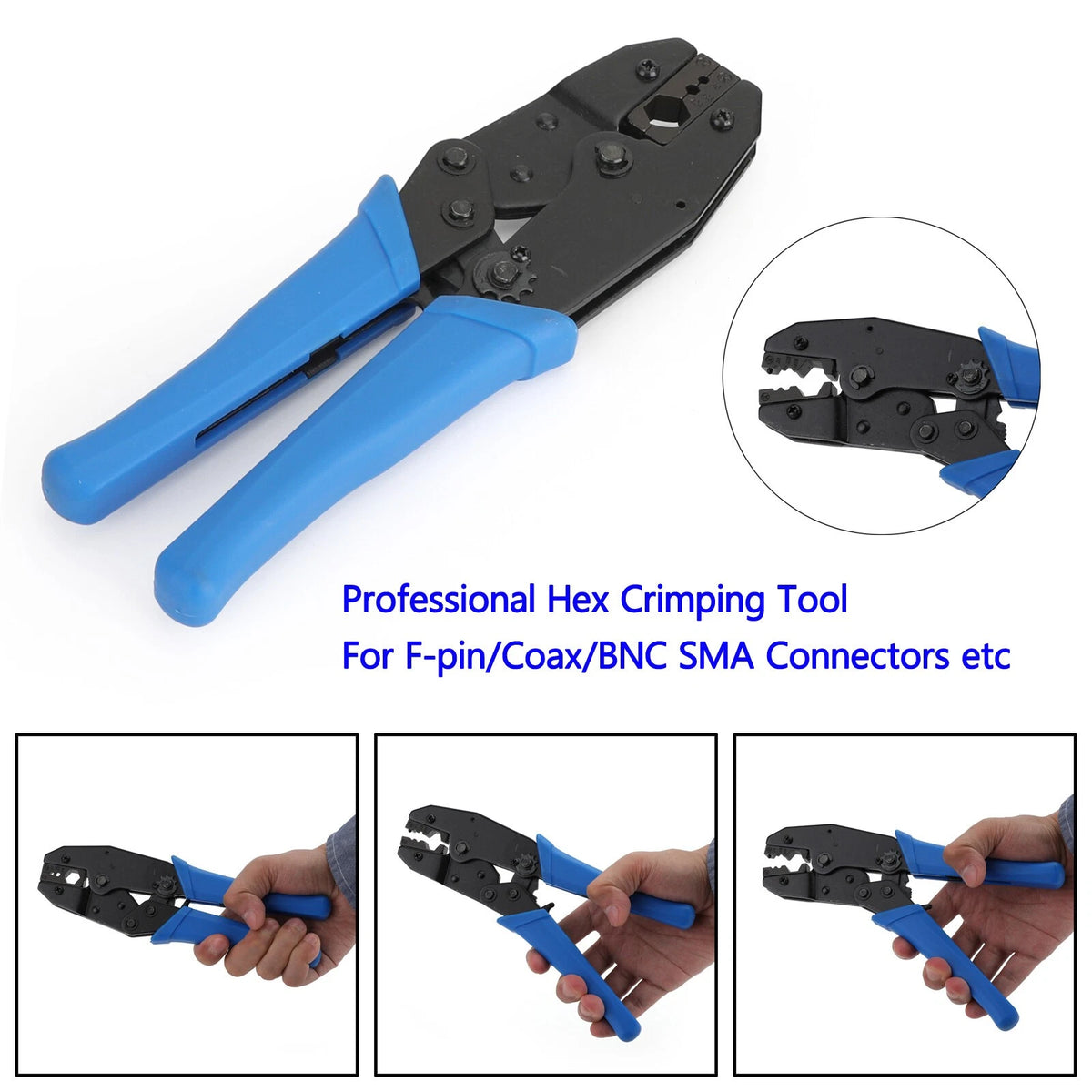 9" Hex Crimping Tool for F-pin/Coax/BNC/SMA Connectors RG Types