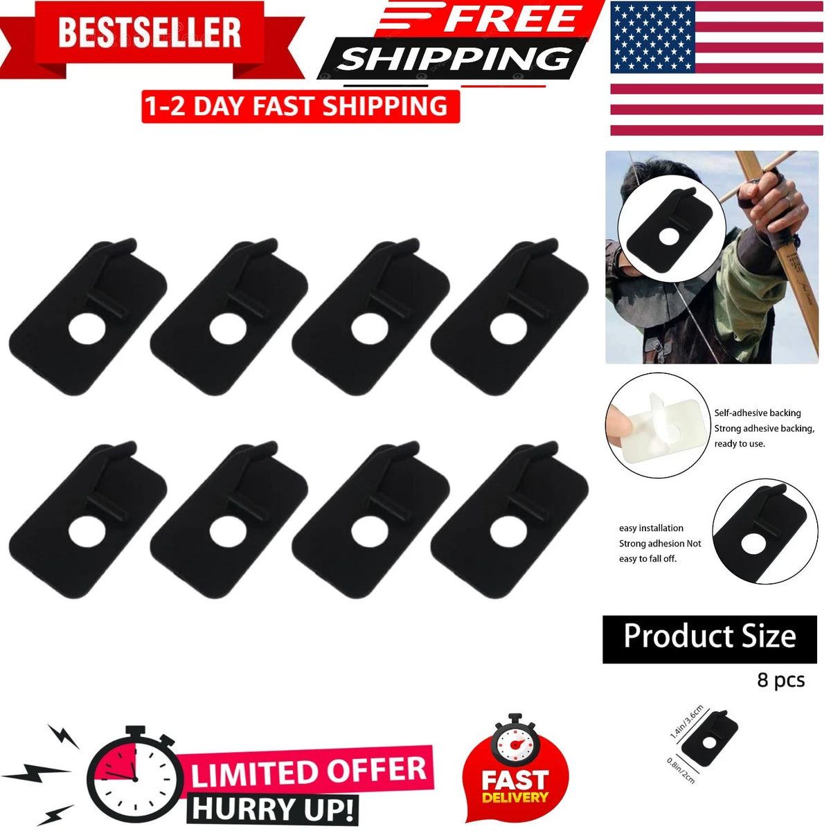 8pcs Arrow Rest for Recurve Bows Right Hand Archery with Adhesive