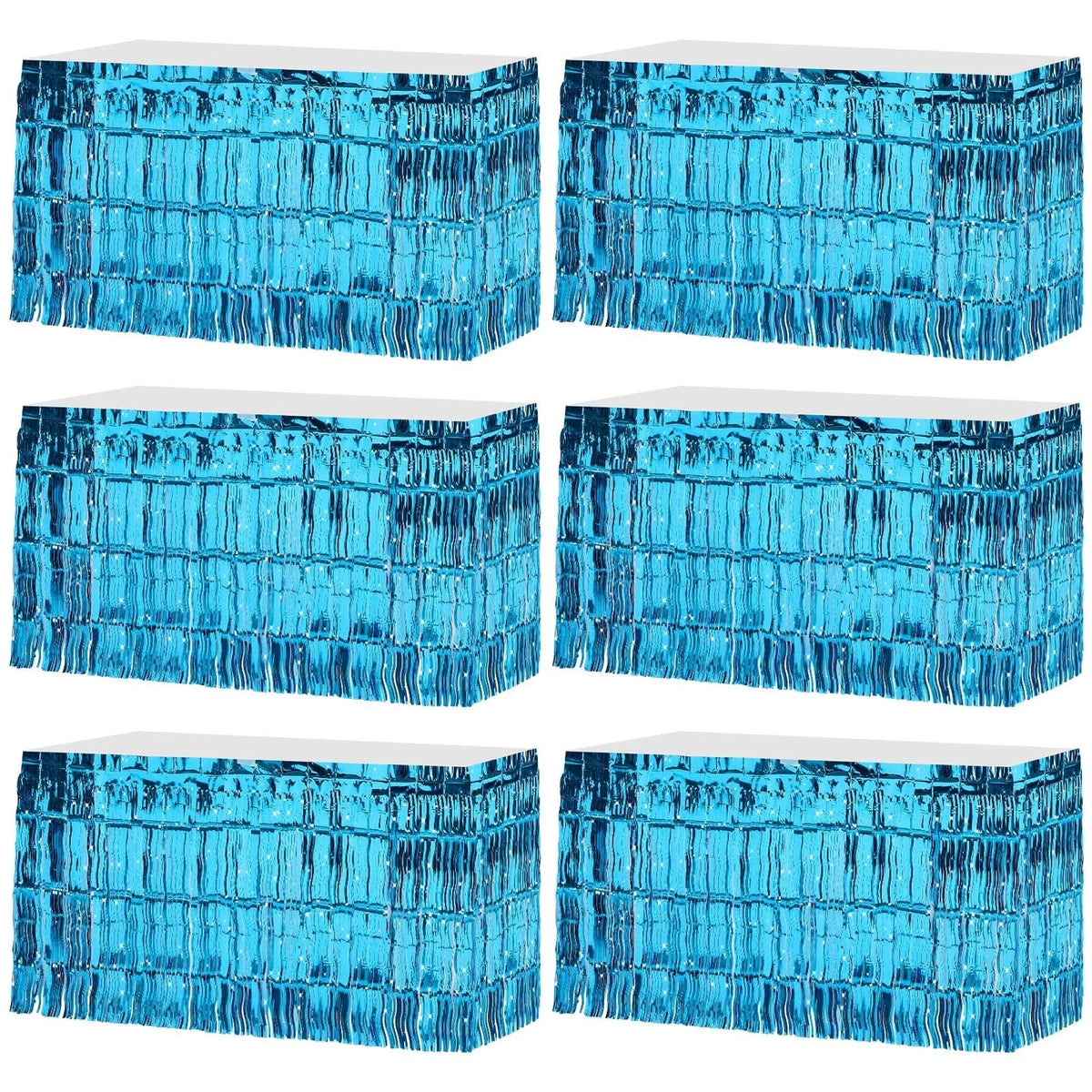 6 Pack Teal Blue Wavy Tinsel for Various Applications (29x108 Inch)