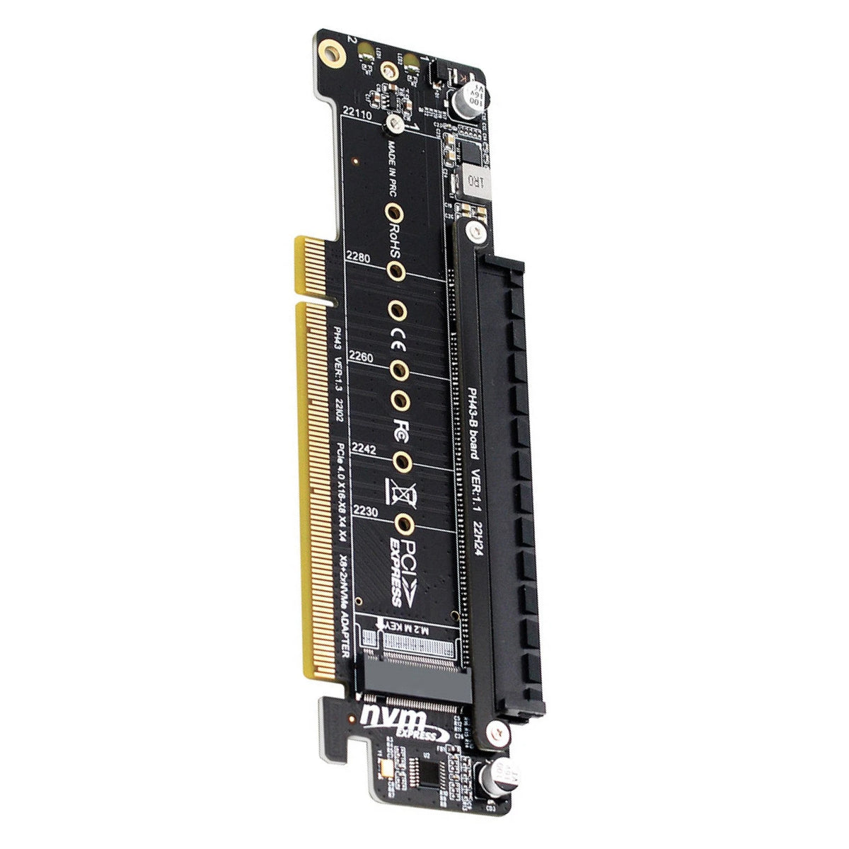 PCIE X16 to X8+X4+X4 Splitter Adapter Card for M.2 NVME Port Expansion