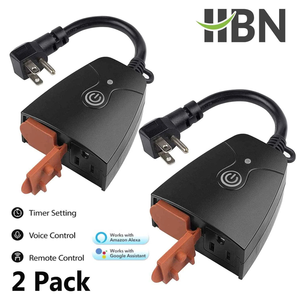 2X Outdoor Smart WiFi Plug for Alexa & Google
