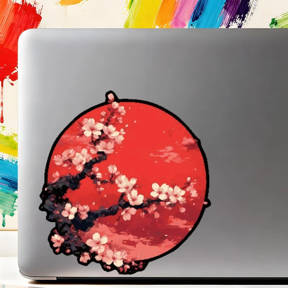 Cherry Blossom Themed Stickers for Laptop Window Thermos (Self-adhesive)