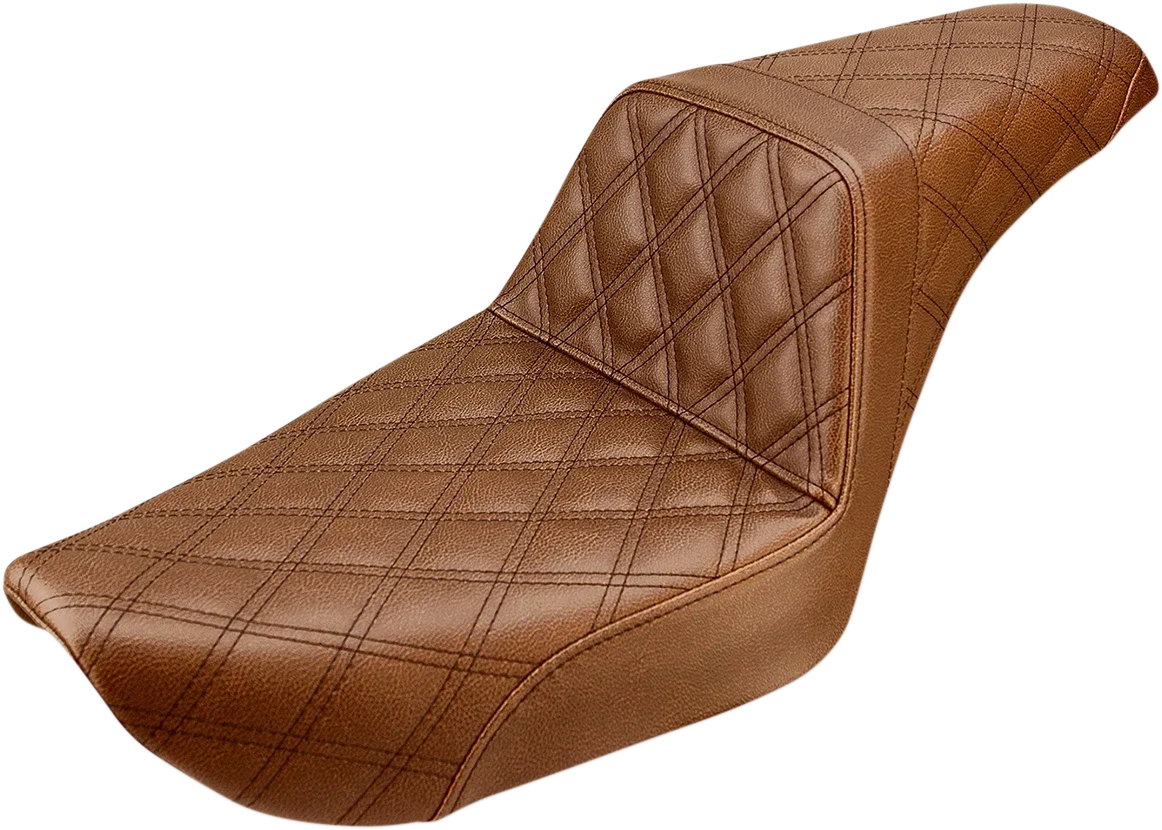 SADDLEMEN Step-Up Seat for Dyna (896-04-175BR) - Full Lattice Stitch - Brown