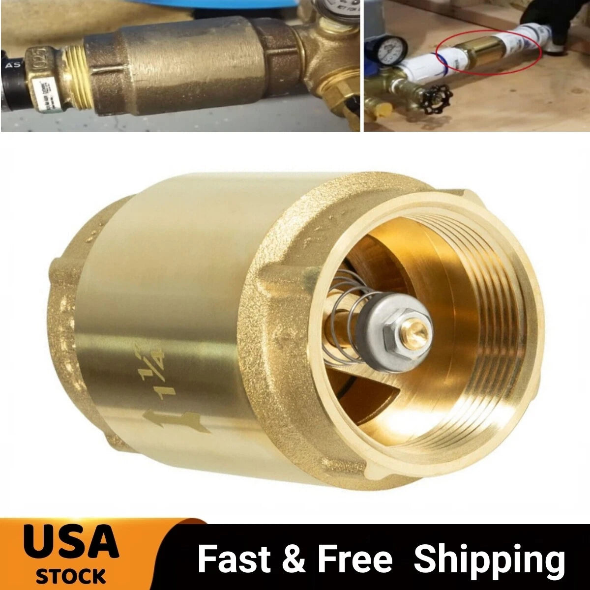 1-1/4" Female Pipe Thread Check Valve for Brass Pump Flow Preventer