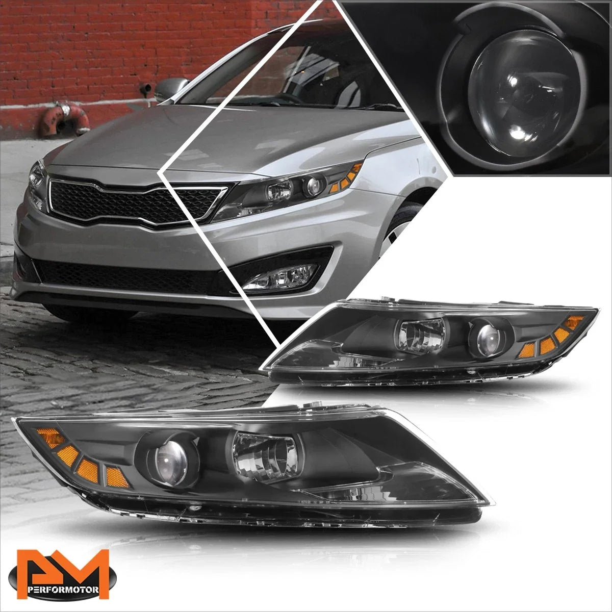 Projector Headlights for Kia Optima (2011–2013) OE Style Black Housing