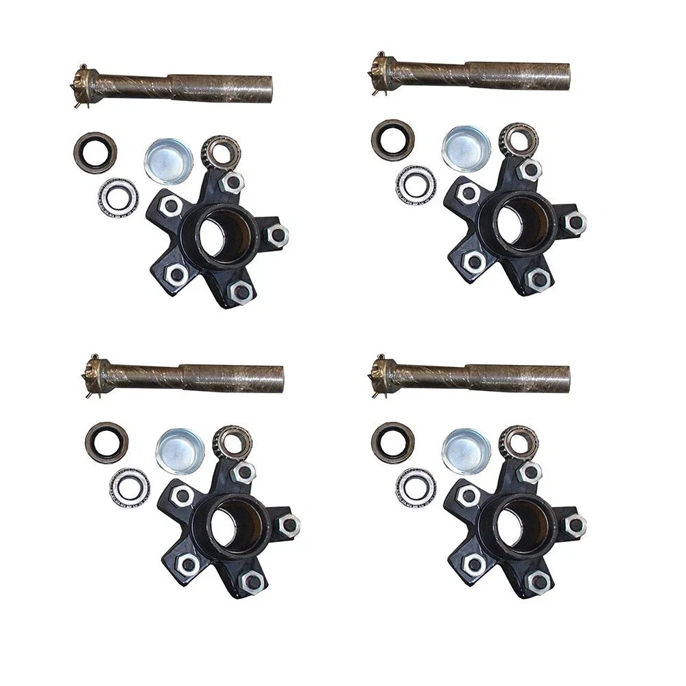 Set of 4 Trailer Axle Kits 2,000 lbs 5 on 4.5" Bolt Pattern Idler Hubs