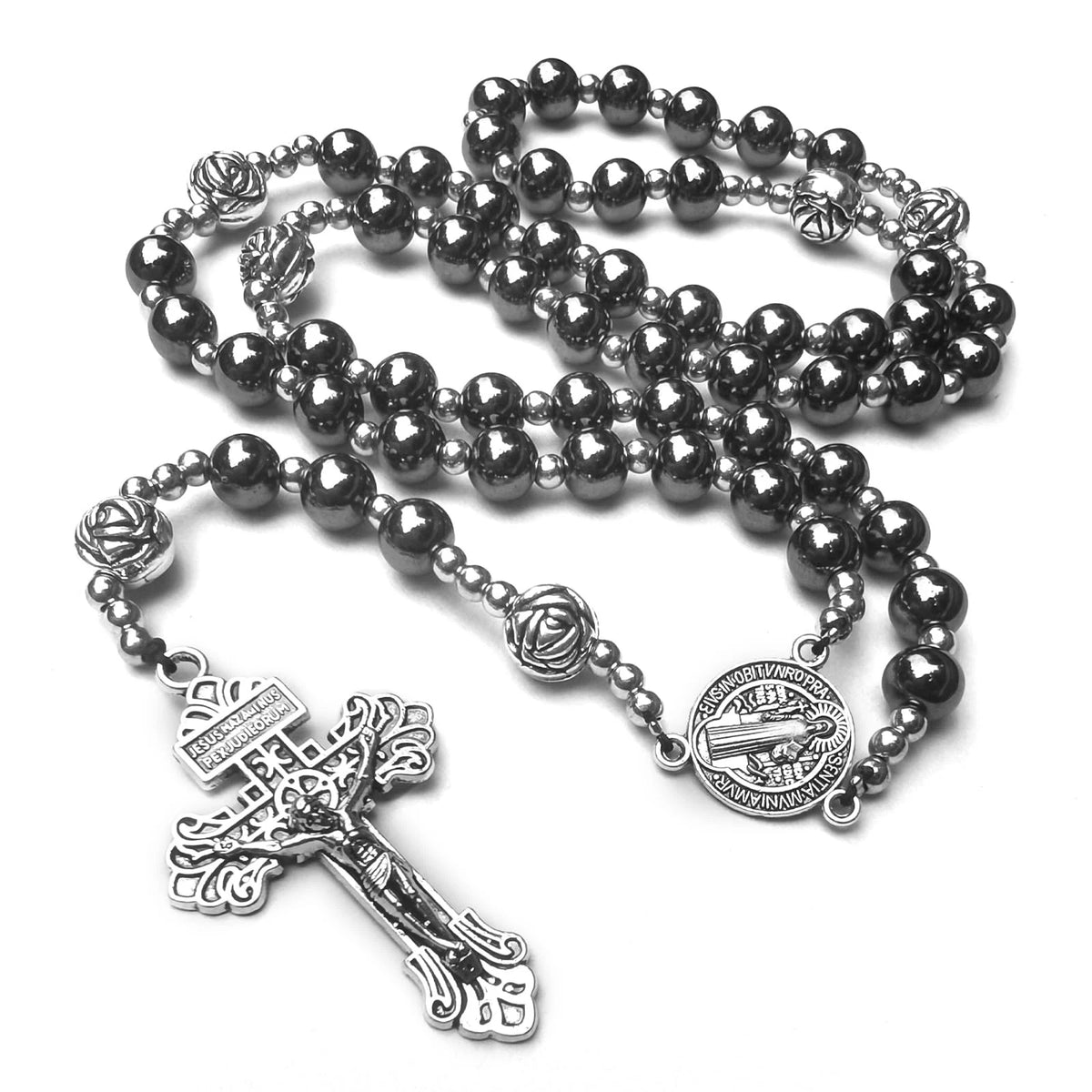 Hematite Rosary Beads for Women 18.9in Black