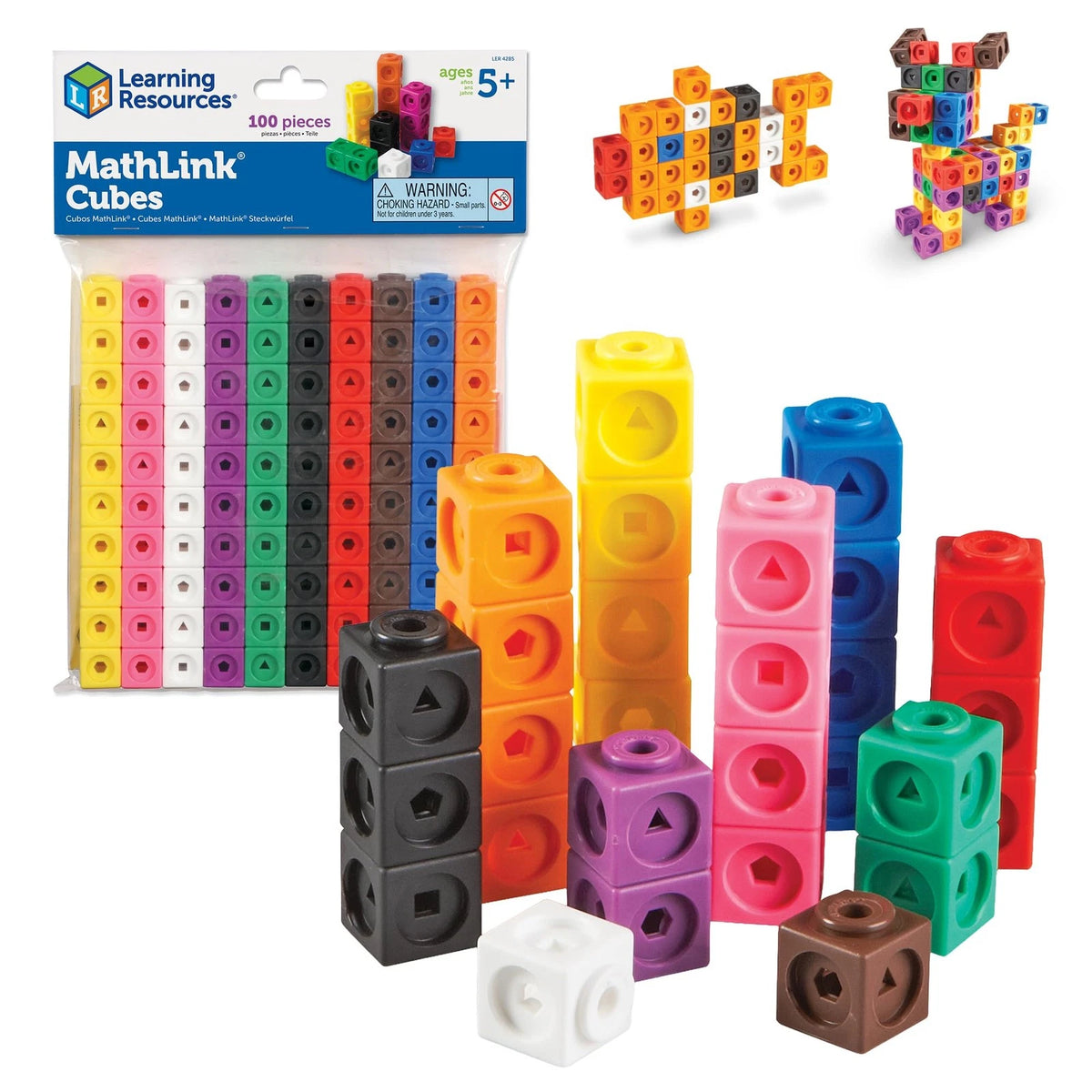 Set of 100 MathLink Cubes for Learning Resources (Ages 3+)