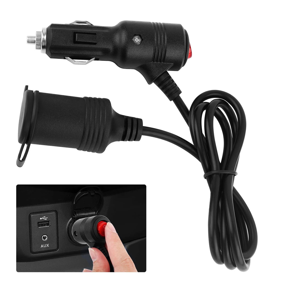 3Ft Cigarette Lighter Extension Cord for Cars (Universal Fit)