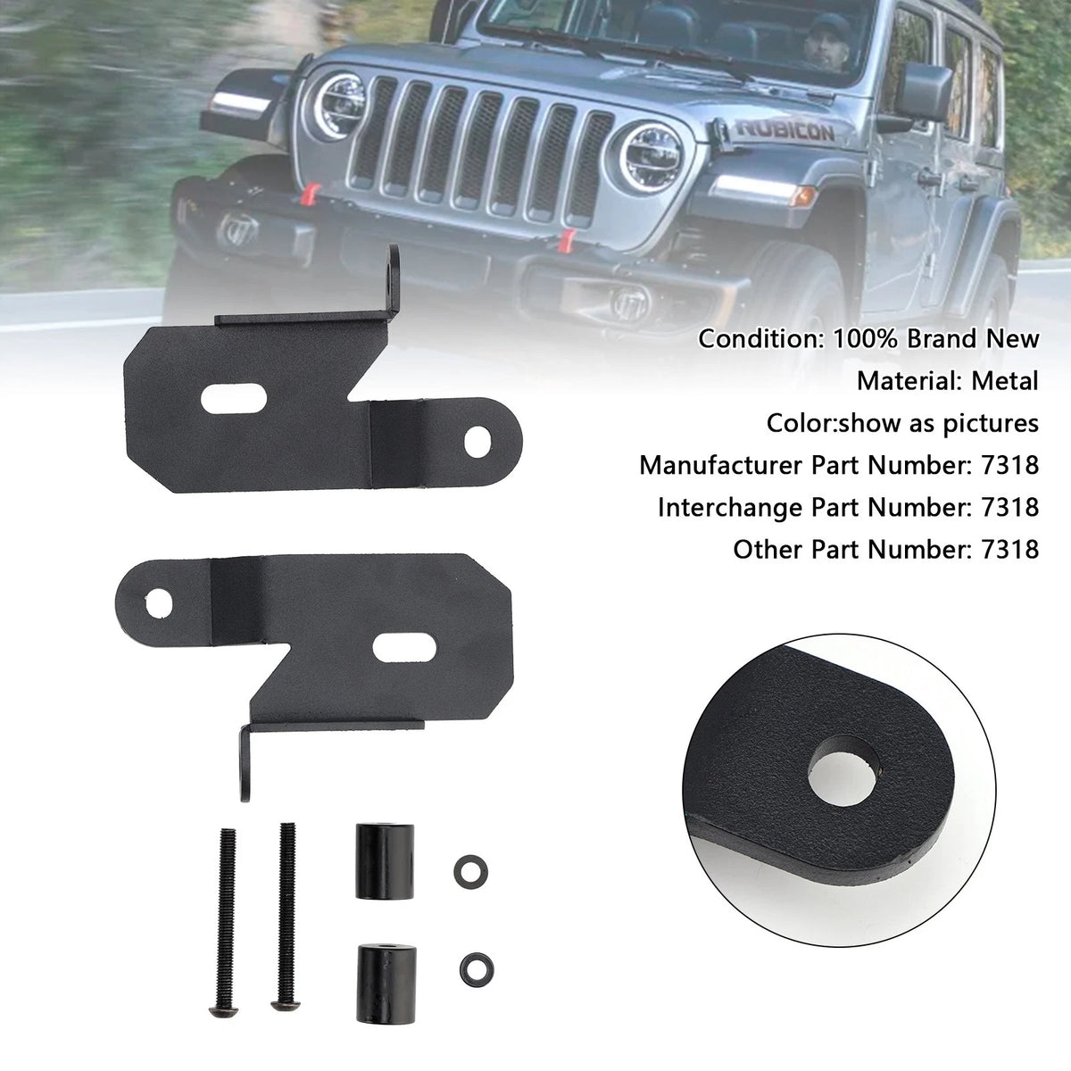 2X A-Pillar Black Light Mount Brackets for Jeep Wrangler JL (2018–2019) 7318
