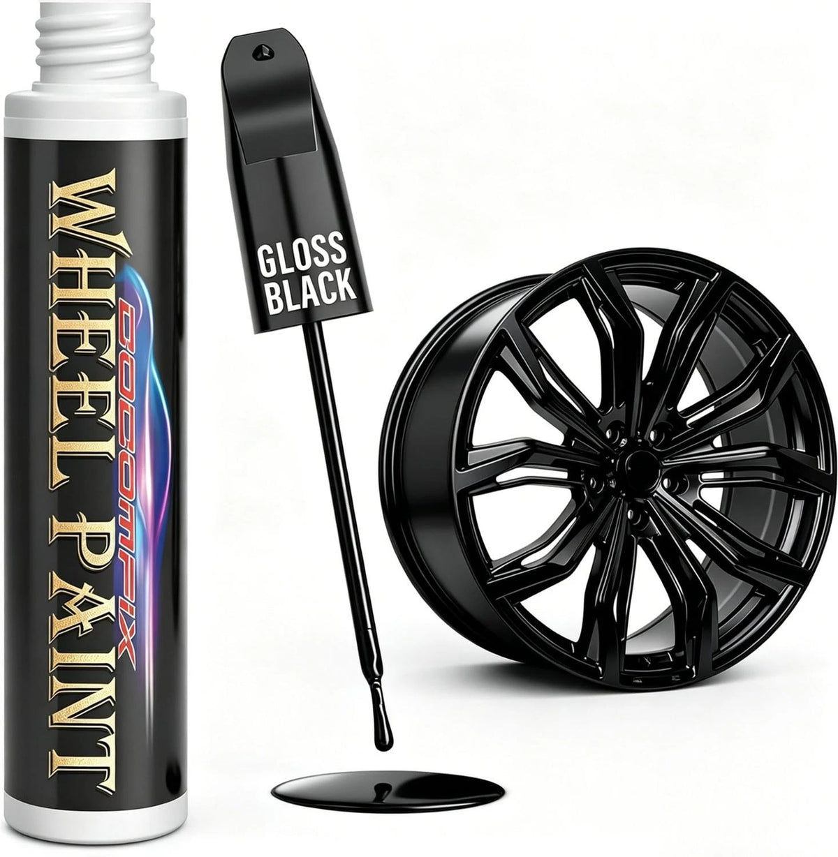Gloss Black Rim Touch Up Paint for Automotive Wheels (Pack of 1)