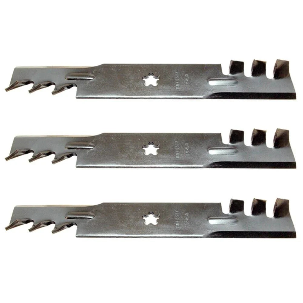 Set of 3 Toothed Mower Blades for Husqvarna YTH2648TDF YTH2648TDRF