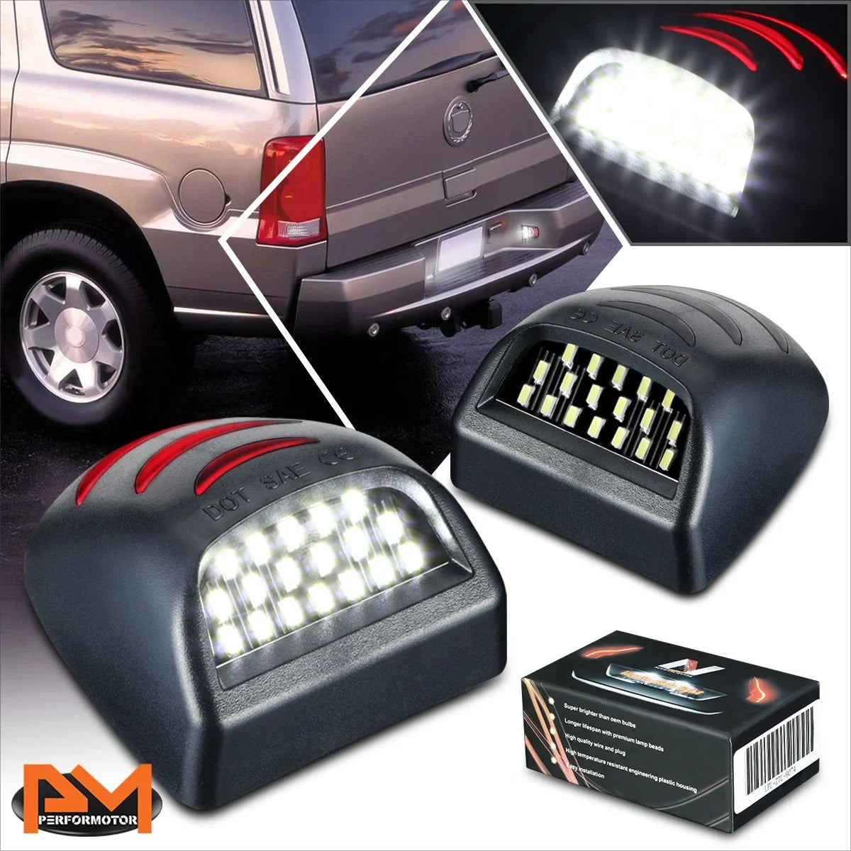 2X Waterproof White LED License Plate Lights for Silverado/Sierra (2007–2014)