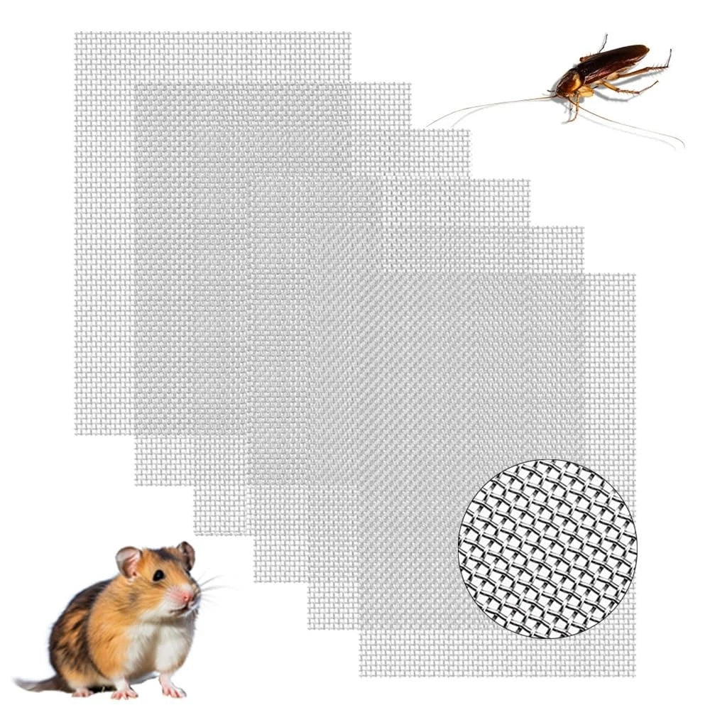 Set of 6 Stainless Steel Wire Mesh Sheets 20 Screen Woven Silver