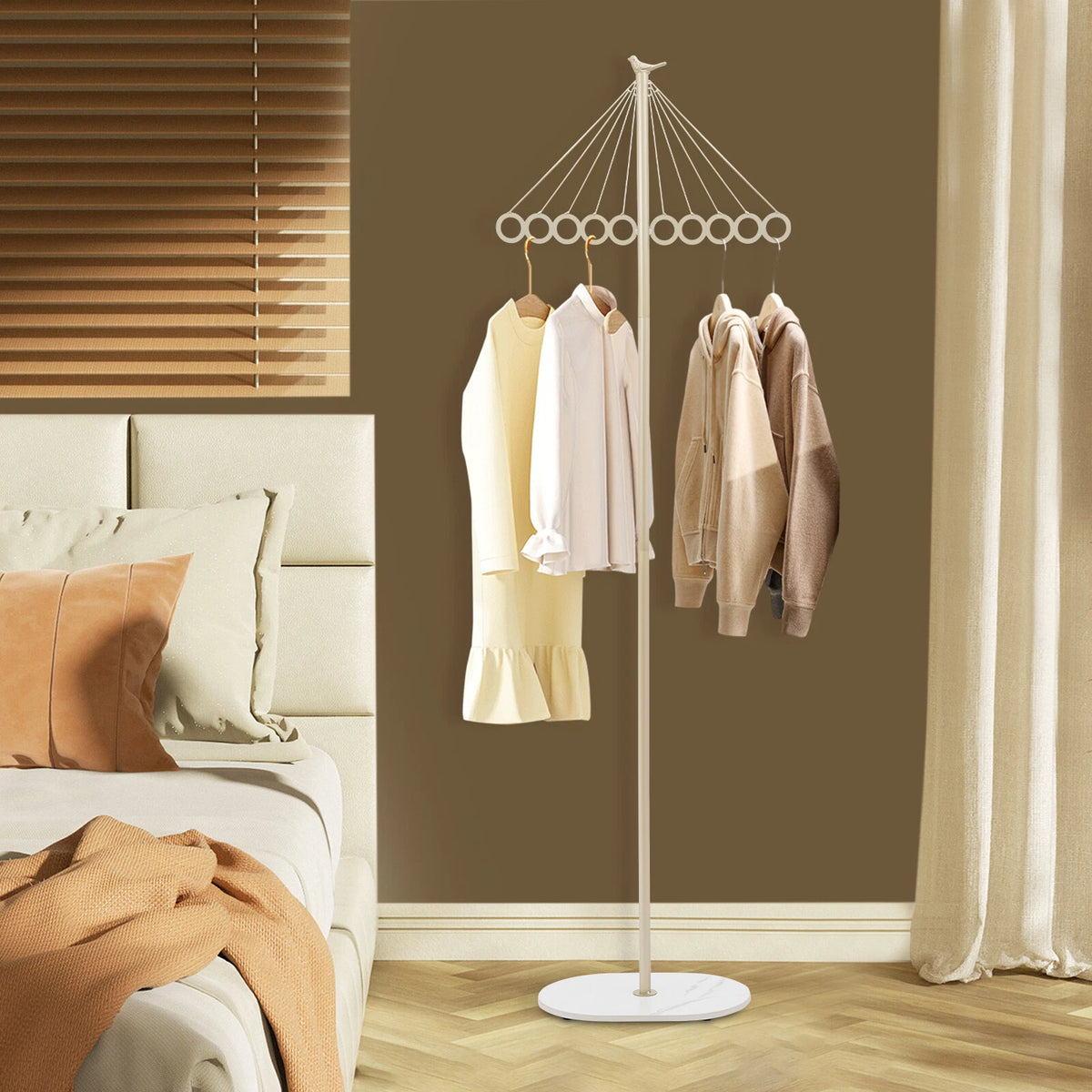 Coat Shelf Metal Clothing Rack with 10 Hooks for Entrance