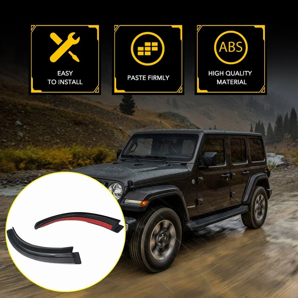 Hardtop Rain Diverters Rail Extension Gutter for Jeep Wrangler JK (2007–2018)