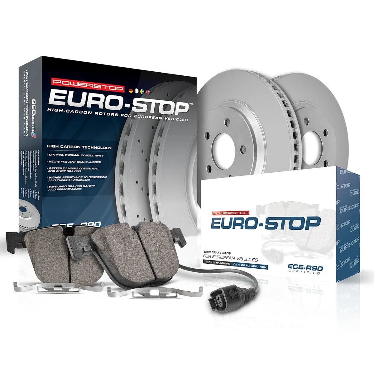 Set of 2 Powerstop Brake Disc and Pad Kits for BMW 525i 528 (2000–2006)