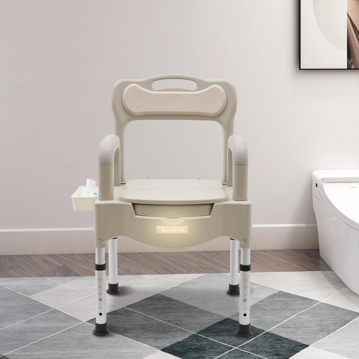 Height Adjustable Toilet Chair for Bedside Use (250kg Max Load)