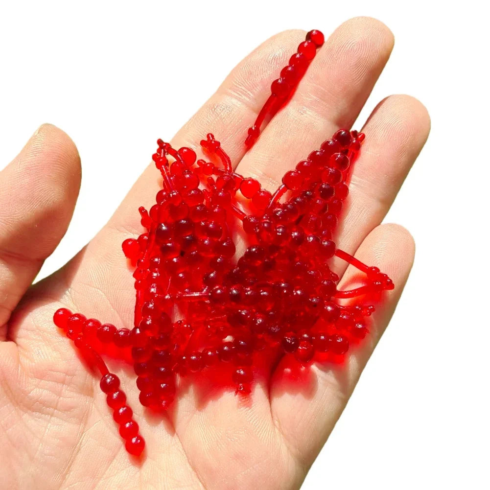 Red Worm Lure Fork-Tail Maggot Soft Bait 3 cm 0.2 g for Fishing