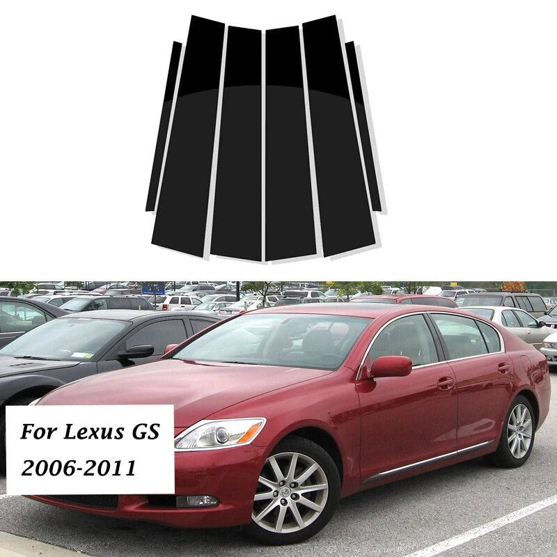 Gloss Black Pillar Posts Window Decor Cover for Lexus GS350 460 450h (2008–2011)