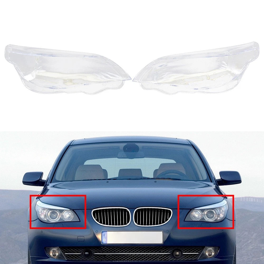2pc Headlight Lens Cover for BMW E60 E61 525i 530i 540i 550i (2003–2010)