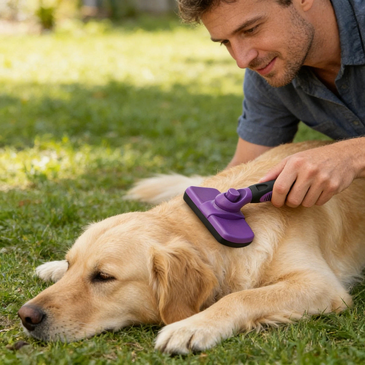 Pet Hair Removal Brush for Dogs and Cats (One-Button Needle Comb)