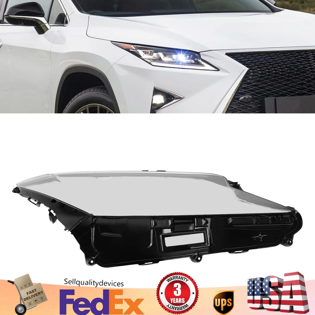 Right Headlight Cover for Lexus RX300/RX350/RX450 (2016–2019)