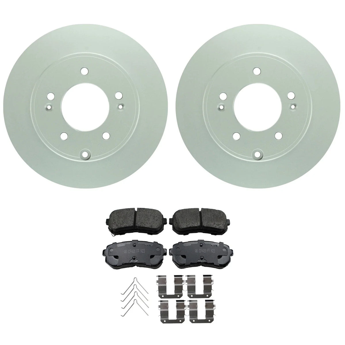 Set of 2 Bosch QuietCast Rear Rotors & Akebono ProACT Pads for Optima Sonata