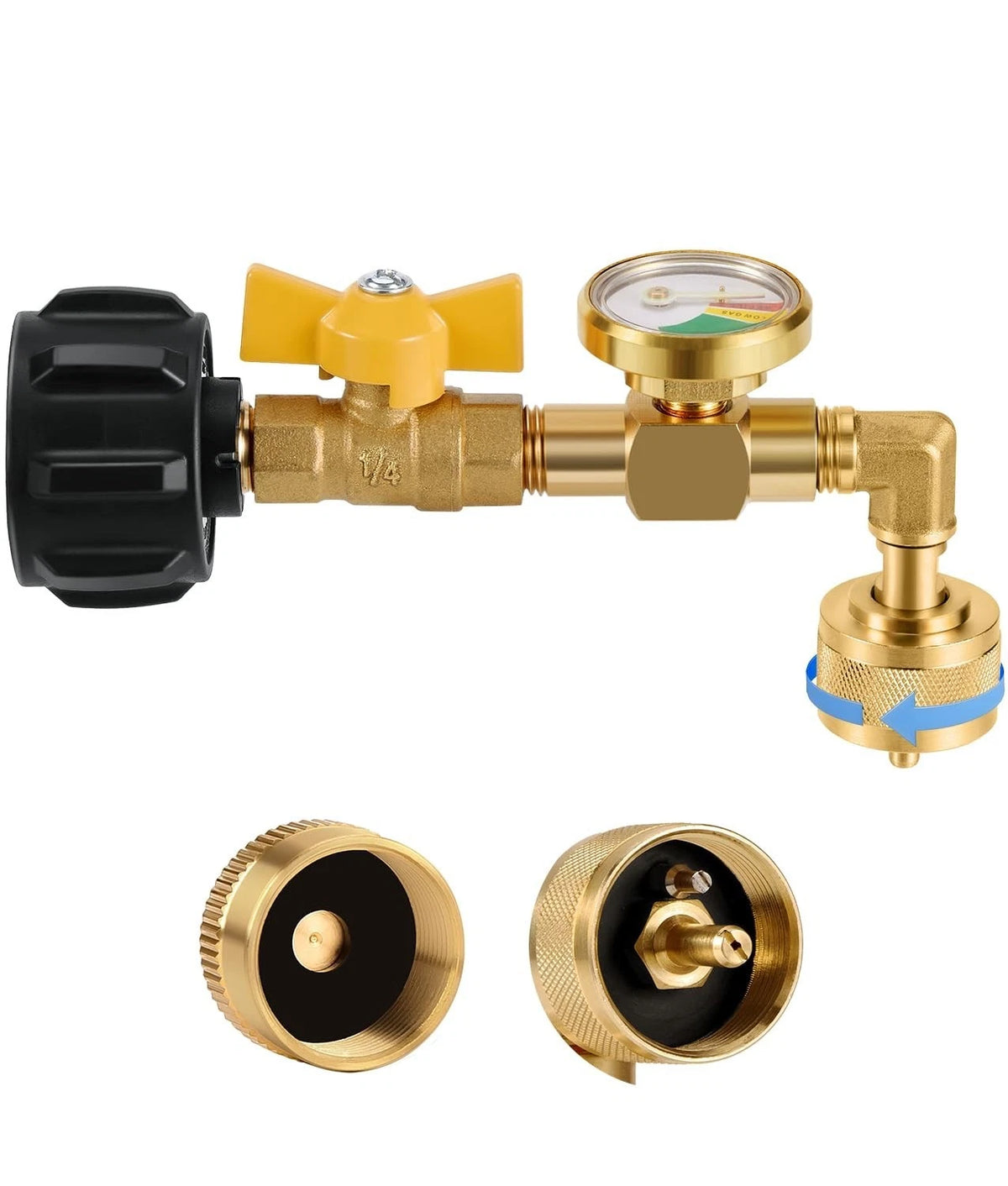 Propane Refill Adapter with Gauge for 1lb Fuel Keg Tanks