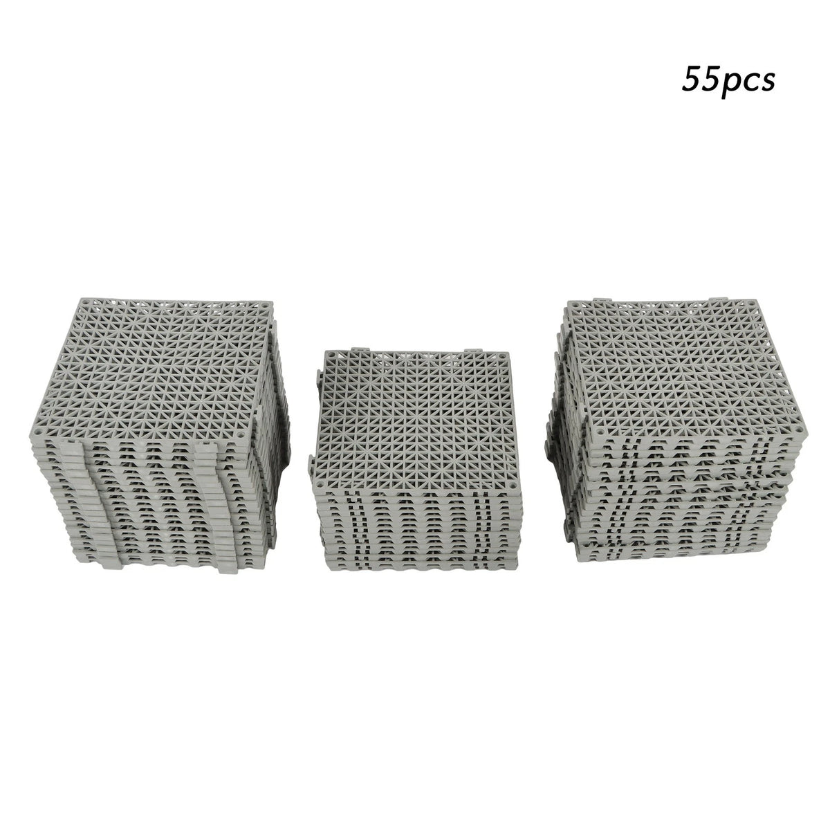 Set of 55 Gray 12" x 12" PVC Interlocking Drainage Floor Tiles