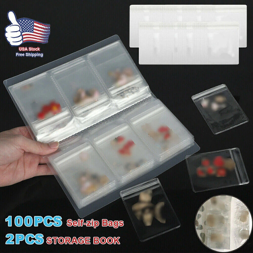 2Pcs Transparent Clear Earring Storage Book with Bag