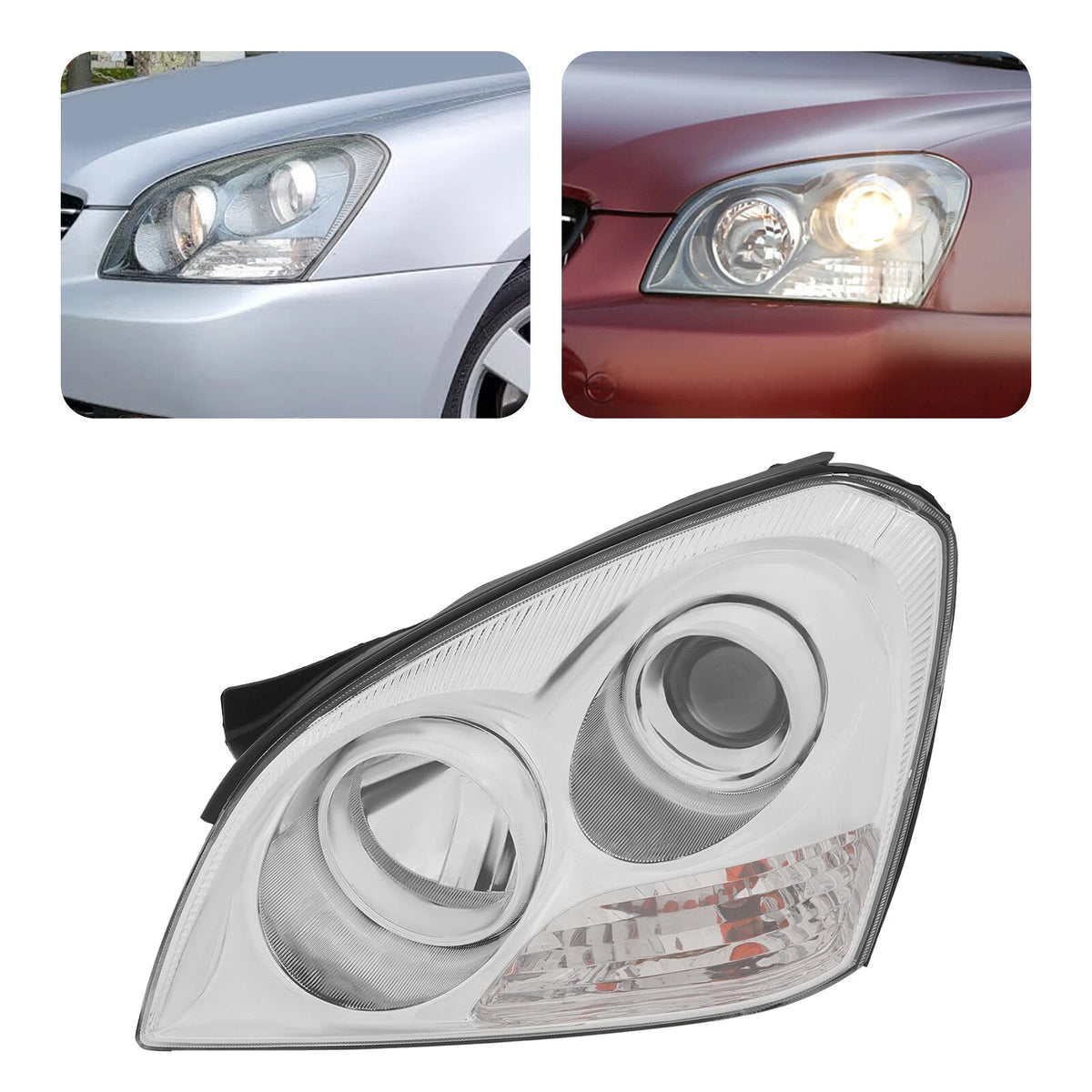 Headlight for Kia Optima (2007–2008) KI2502132 Left Driver Halogen Chrome