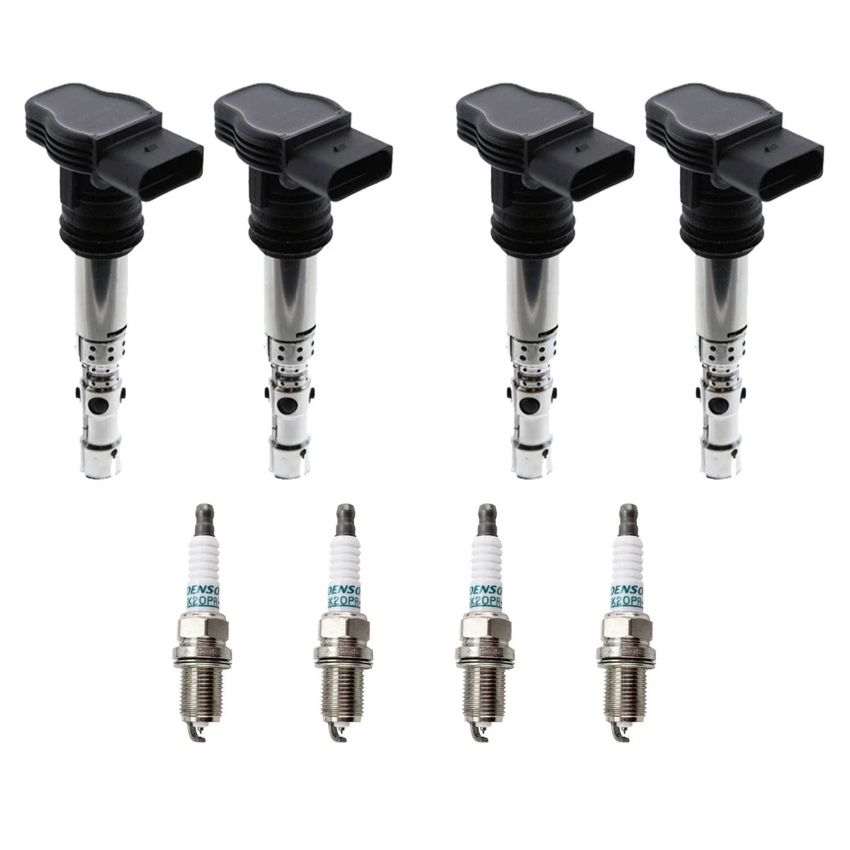 Set of 4 Ignition Coils & Denso Iridium Spark Plugs for Audi A4 TT Golf Jetta (1996–2006)