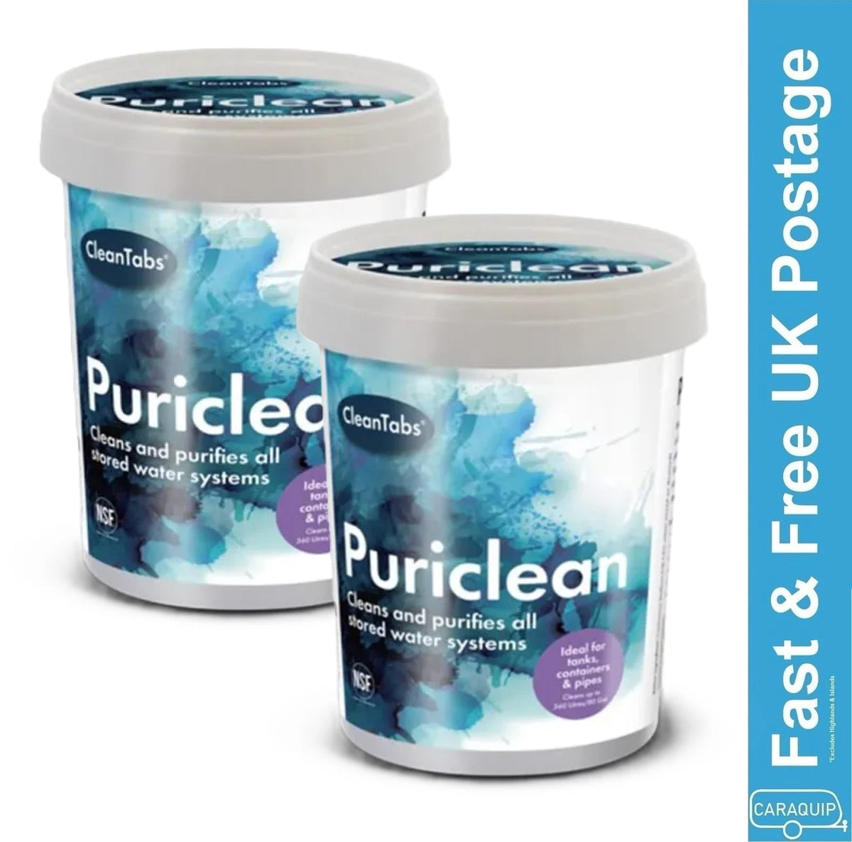2X Clean Tabs Puriclean Water Purification Treatment 400g (7212)