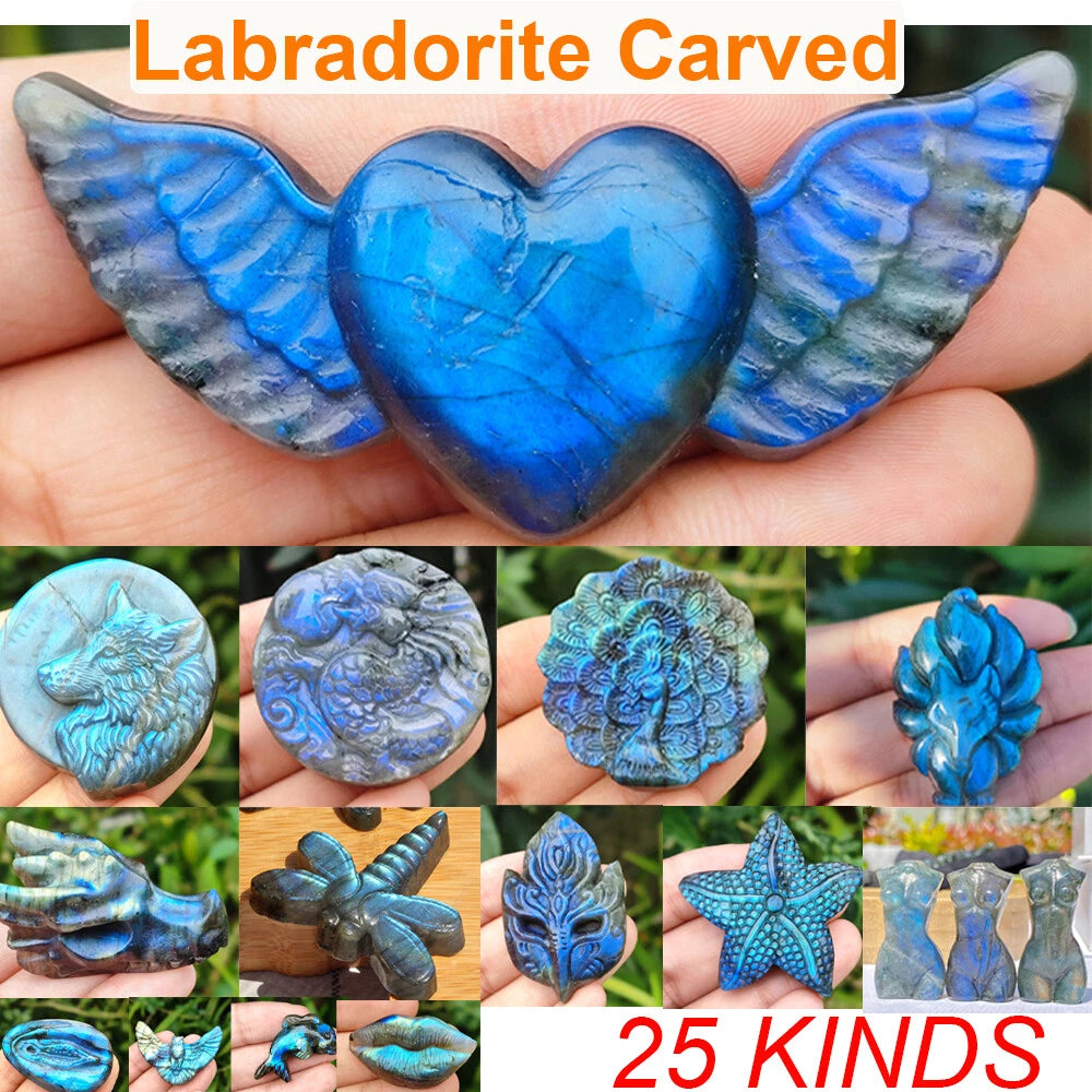 Natural Labradorite Quartz Crystal Polished Reiki Healing Gift