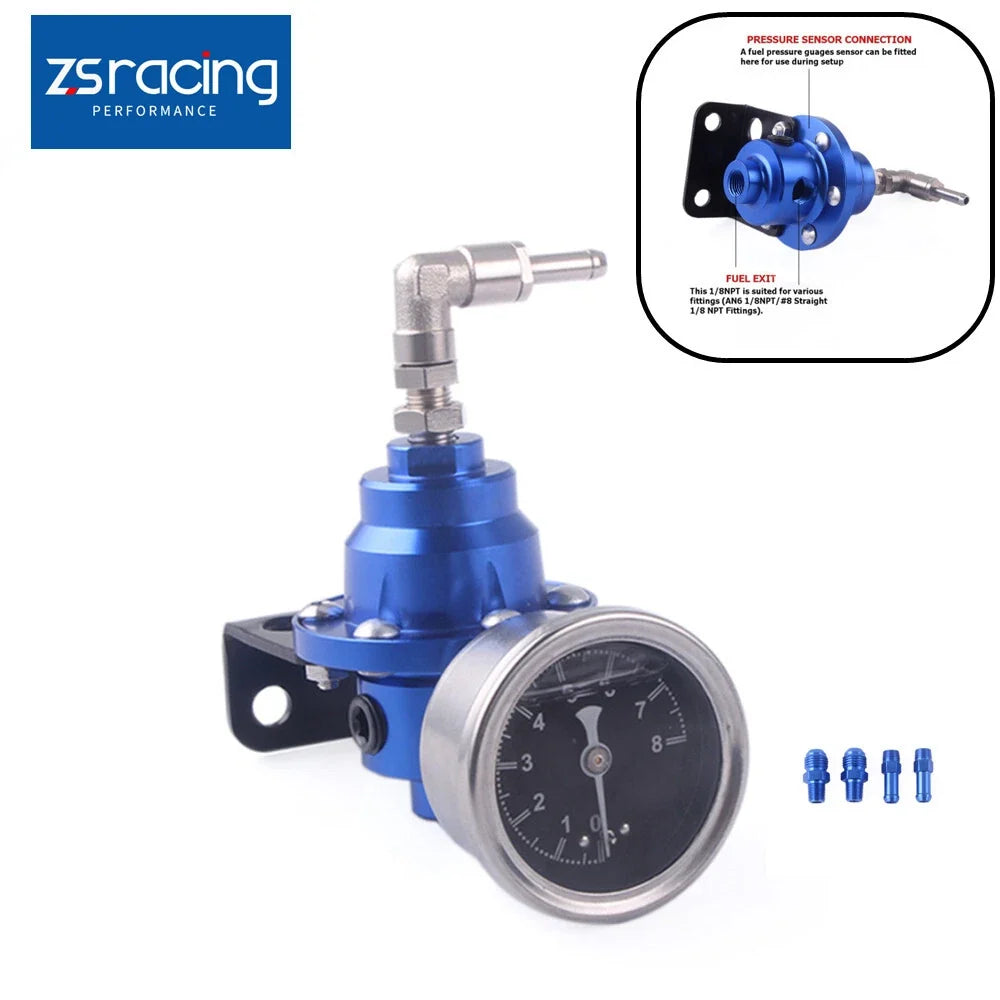 Adjustable Fuel Pressure Regulator with kPa Oil Gauge Kit for Universal Fit