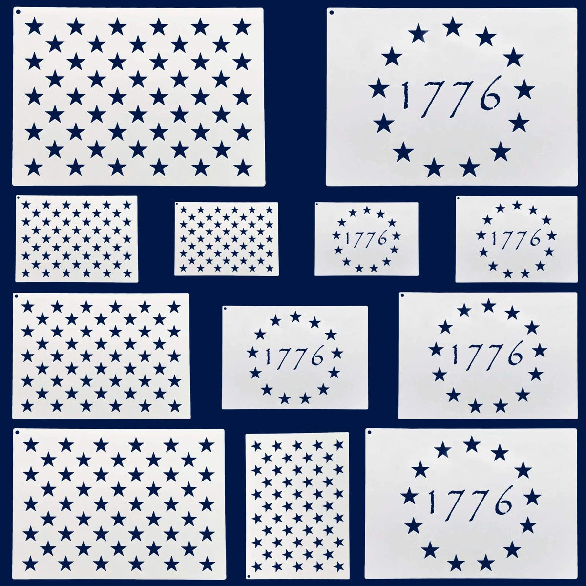 Set of 50 Star Stencils for American Flag Templates