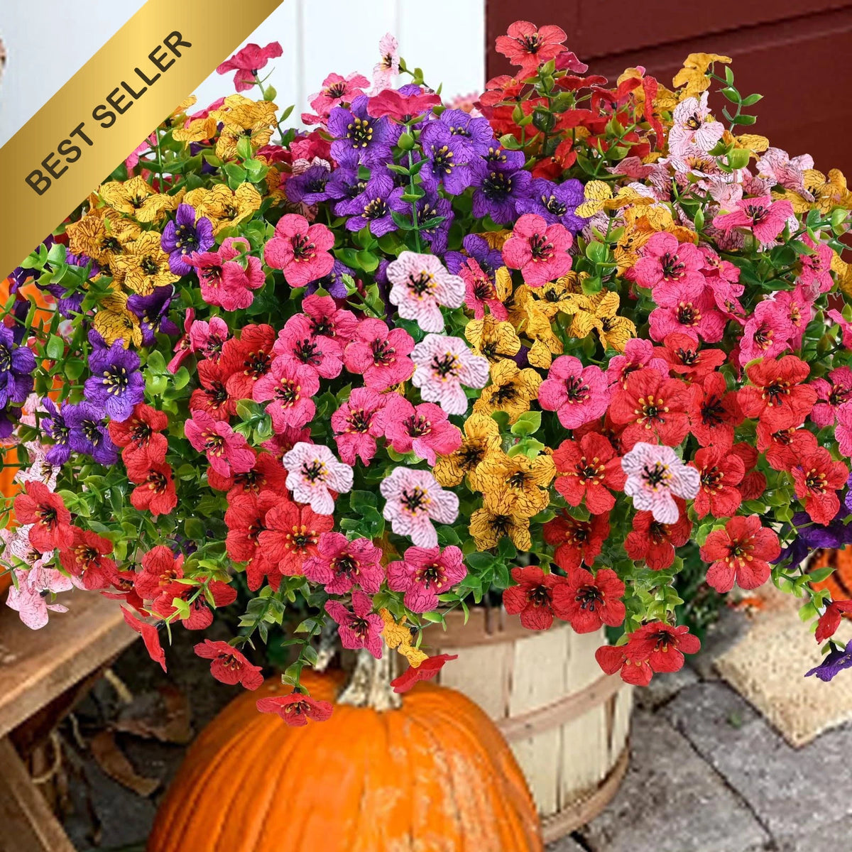 20 Pcs UV Resistant Artificial Flowers for Outdoor Patio Decor
