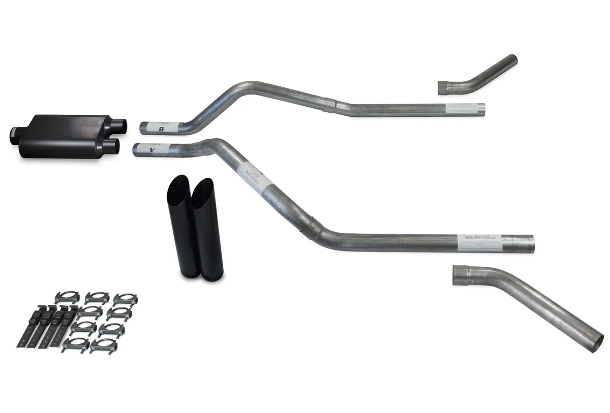2.5" Dual Exhaust Kit for Chevy Blazer (1995–1999) - 2 Chamber, Black Tips