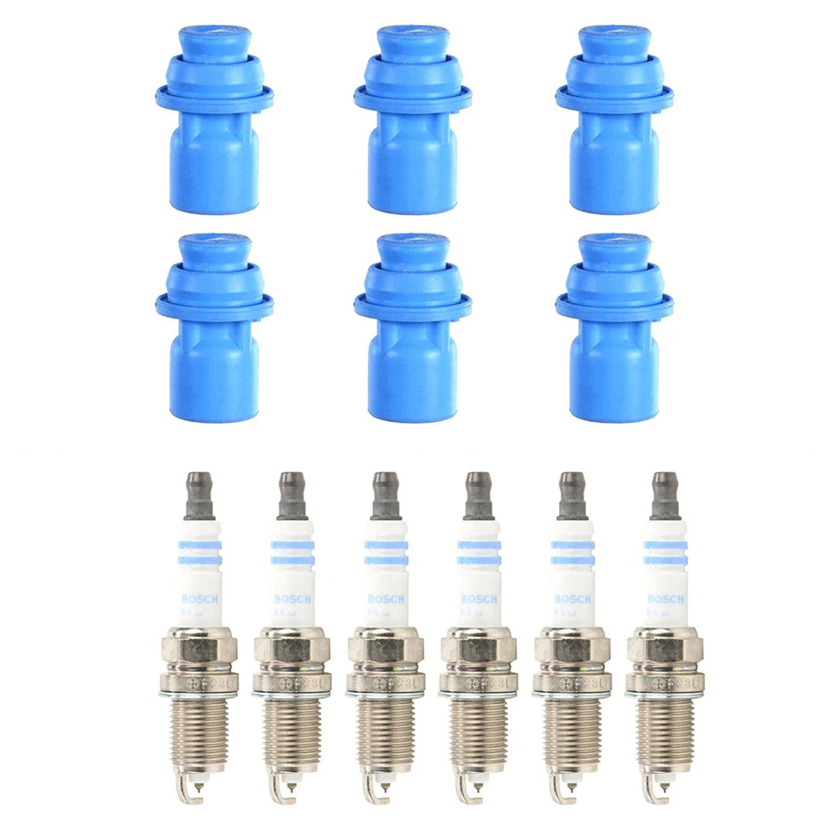 Set of 6 Bosch Double Platinum Spark Plugs & Denso Ignition Coil Boot Kit for SC300 (1992–2000)