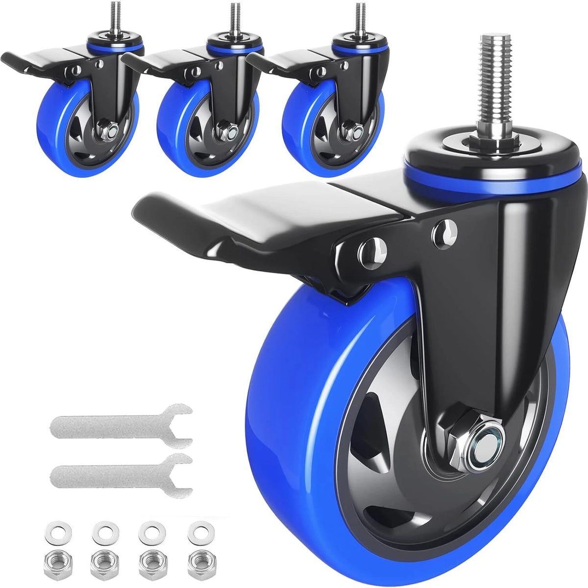 4-Inch Heavy Duty Stem Caster Wheels Set of 4 for Universal Use