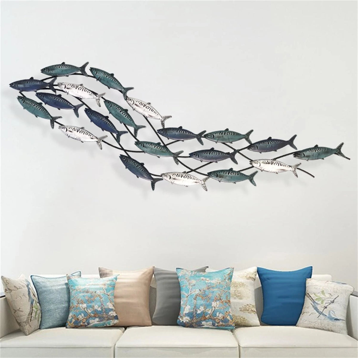 Coastal Metal Fish Wall Decor for Nautical Home Decor (Large)